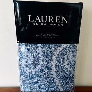 Ralph Lauren One Euro Sham 100% Cotton Bantry Paisley Blue 26x26 in